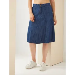 Latin Quarters Blue Solid Denim Skirts-picture-38