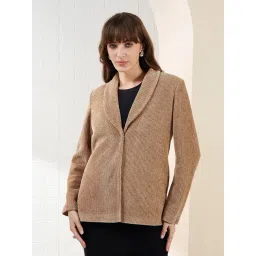 Latin Quarters Brown Full Sleeves Spread Collar Self Design Casual Blazer-picture-12