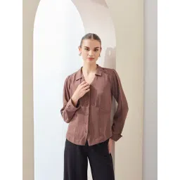 Latin Quarters Brown Polyester Regular Fit Solid Shirts-picture-29