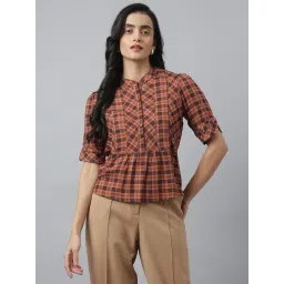 Latin Quarters Brown Rayon/Viscose Regular fit Checks Top-picture-18
