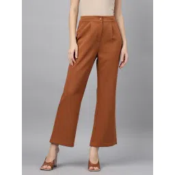 Latin Quarters Brown Regular Fit High Rise Pleated Trousers-picture-26