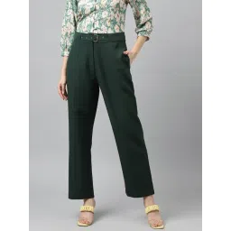 Latin Quarters Dark Green Polyester Regular Fit High Rise Pants-picture-35