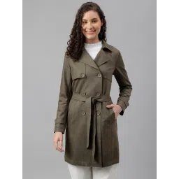 Latin Quarters Dark Olive Regular Fit Trench Coat-picture-29