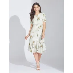 Latin Quarters Green Polyester Printed Dress-picture-38