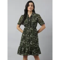 Latin Quarters Green Polyester Regular fit Printed Dress-picture-26