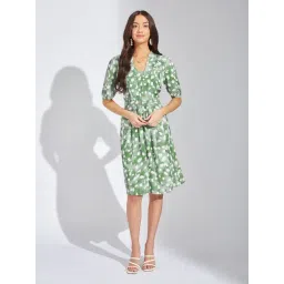 Latin Quarters Green Print Short Sleeves Blouson Dress-picture-19