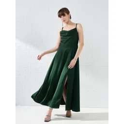 Latin Quarters Green Sleeveless Solid Cowl Neck Party Maxi Dress-picture-39