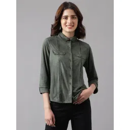 Latin Quarters Green Solid Shirt-picture-11