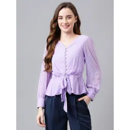 Latin Quarters Lavender Peplum Top-picture-48
