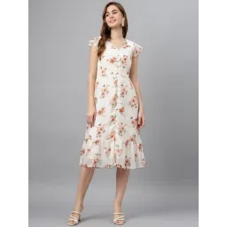 Latin Quarters Light Peach Printed A Line Dress-picture-25