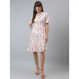 Latin Quarters Light Pink Printed Fit & Flare Dress-picture-19