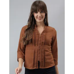 Latin Quarters Mandarin Collar Solid Top-image-13