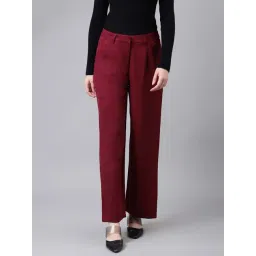 Latin Quarters Maroon Regular Fit High Rise Trousers-picture-35