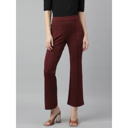 Latin Quarters Maroon Solid Trousers-picture-40