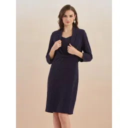 Latin Quarters Navy Blue Solid Party Dress-picture-27