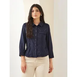 Latin Quarters Navy Solid Shirt-picture-47