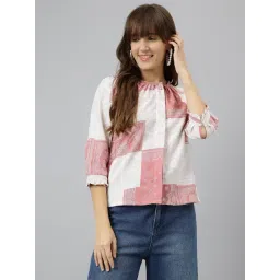 Latin Quarters Pink & White Polyester Printed Top-picture-32