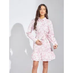Latin Quarters Pink Print Long Sleeves Tiered Dress-picture-29