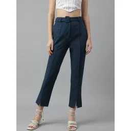 Latin Quarters Teal Regular Fit High Rise Pleated Trousers-picture-33