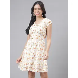 Latin Quarters White & Yellow Printed A Line Dress-picture-14