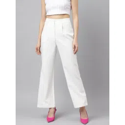 Latin Quarters White Polyester Regular Fit High Rise Pants-picture-27