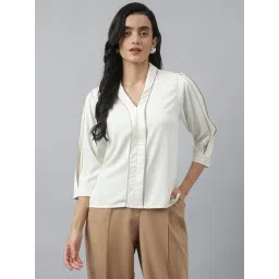 Latin Quarters White Polyester Regular fit Solid Top-picture-15
