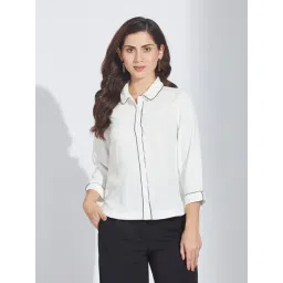 Latin Quarters White Polyester Solid Shirt-picture-31