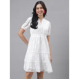 Latin Quarters White Self Design A Line Dress-picture-47