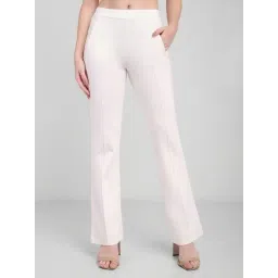 Latin Quarters White Solid Casual High Rise Full Length Trousers-picture-40