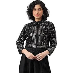 latin quarters Women Black Full Sleeve Embellished Party Jacket-picture-10