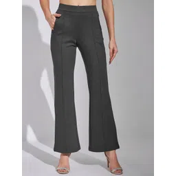 Latin Quarters Women Relaxed Flared High-Rise Easy Wash Trousers-picture-33