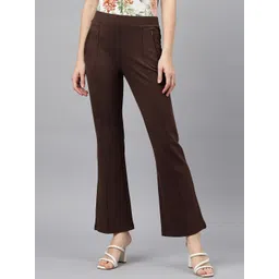 Latin Quarters Women Relaxed Flared High-Rise Easy Wash Trousers-picture-26