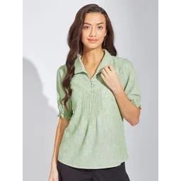 Latin Quarters Women Shirt Collar Shirt Style Regular Top-picture-21