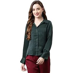 latin quarters Women's Green Full Sleeves Solid/Plain Collar Neck Polyester Top-picture-43