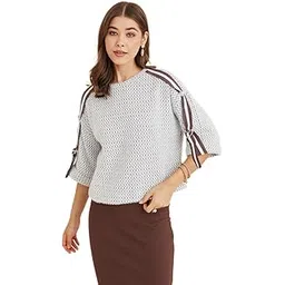 latin quarters Women's Grey Round Neck 3/4Th Sleeves Self Design Casual Sweatshirt-picture-56