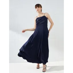 Latin Quarters Womens Navy Blue Sleeveless Solid Party Dress-picture-14