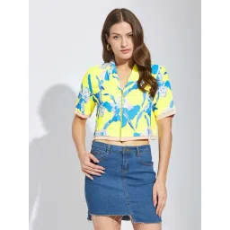 Latin Quarters Yellow Regular Fit Floral Print Shirt-picture-45