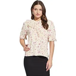 Latin Quarters Women Pink Round Neck Half Sleeves Printed Top Blouse for Casual Wear-picture-14