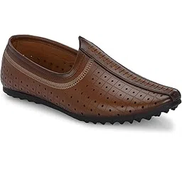 laurel fashion fever Men's Laser-Cut Comfort Faux Leather Look Stylish Mule for Kurta-picture-33