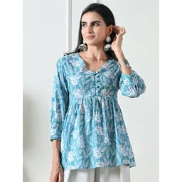 Lavantika Women Floral Printed Cotton V-Neck Empire Regular Top-picture-20