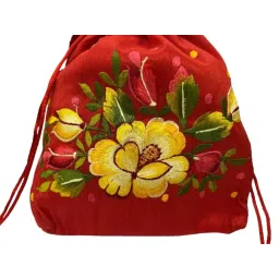 lavanya fashions | Traditional Potli Bags with Envelope Set | Traditional Party Bags | Combo of potli Purse and Envelope | Silk Fabric Embroidered Bag image 1