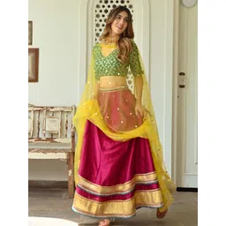 Lavanya The Label Pink & Yellow Ready to Wear Lehenga & Blouse With Dupatta-picture-30