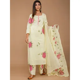Lavanya The Label Women Cream-Coloured & Red Hand Painted Kurta with Palazzos & Dupatta-picture-13