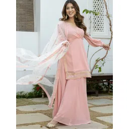 Lavanya The Label Women Pink Gotta Patti Kurti with Palazzo & Dupatta set-picture-30