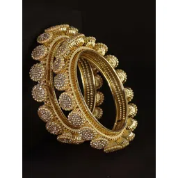 LAVAZZA Pack of 2 Golden Metal Stone & Beads Studded Bangles-picture-37