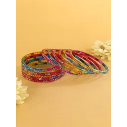 LAVAZZA Set Of 12 Cubic Zirconia-Studded Glass Bangles-picture-25