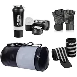 l'avenir faux leather 20 Cms Duffle Bag(LAAMA + SHAKER, WRIST, GLOVE - BLK/GRY_Black)-picture-11