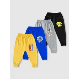 Lavi-Tavi Kids Pack Of 4 Printed Cotton Joggers-picture-13