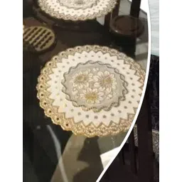 LaVichitra Gold Pack of 6 PVC Round Table Placemat-image-5