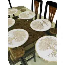 LaVichitra Pack Of 6 Gold Bigtree Round Table Placemats-image-24
